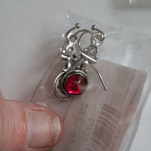 Silver and pink shabby boho chic drop earrings new - Picture 5 of 5